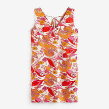 Load image into Gallery viewer, Pink/Red Print Linen Blend Summer Shift Dress