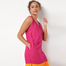 Load image into Gallery viewer, Pink/Orange Colourblock Linen Blend Summer Shift Dress