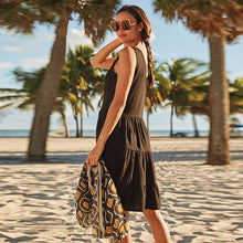 Load image into Gallery viewer, Black Linen Mix Button Through Dress