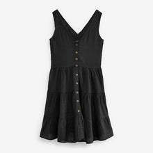 Load image into Gallery viewer, Black Linen Mix Button Through Dress