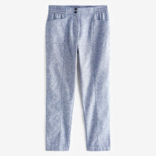 Load image into Gallery viewer, Blue Chambray Linen Blend Taper Trousers