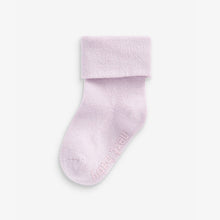 Load image into Gallery viewer, Pastel/Purple and Yellow Baby Roll Top Socks 4 Pack (0mths-2yrs)