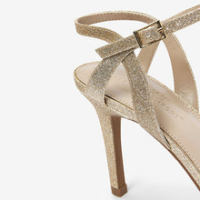 Load image into Gallery viewer, Shimmer Forever Comfort® Strappy Skinny Heel Sandals