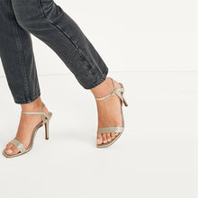 Load image into Gallery viewer, Shimmer Forever Comfort® Strappy Skinny Heel Sandals