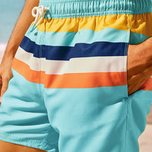 Load image into Gallery viewer, Aqua Blue Colourblock Swim Shorts