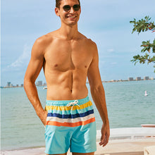 Load image into Gallery viewer, Aqua Blue Colourblock Swim Shorts
