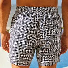 Load image into Gallery viewer, Navy Blue Geo Printed Swim Shorts