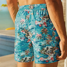 Load image into Gallery viewer, Blue Hawaiian Printed Swim Shorts