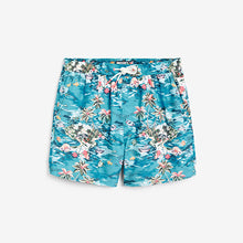 Load image into Gallery viewer, Blue Hawaiian Printed Swim Shorts