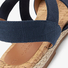 Load image into Gallery viewer, Navy Blue Espadrille Cross Over Flats