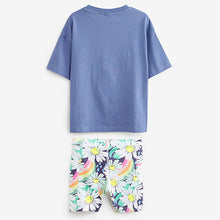 Load image into Gallery viewer, Blue Daisy T-Shirt And Cycle Short Set (3-12yrs)
