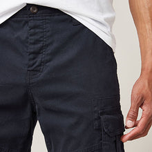 Load image into Gallery viewer, Navy Blue Slim Fit Authentic Stretch Cotton Blend Cargo Trousers