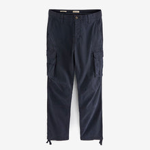 Load image into Gallery viewer, Navy Blue Slim Fit Authentic Stretch Cotton Blend Cargo Trousers