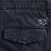 Load image into Gallery viewer, Navy Blue Slim Fit Authentic Stretch Cotton Blend Cargo Trousers