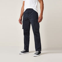 Load image into Gallery viewer, Navy Blue Slim Fit Authentic Stretch Cotton Blend Cargo Trousers