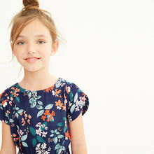 Load image into Gallery viewer, Navy Blue Floral Print Jumpsuit (3-12yrs)