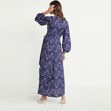 Load image into Gallery viewer, Blue Print Wrap Maxi Summer Dress