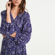 Load image into Gallery viewer, Blue Print Wrap Maxi Summer Dress