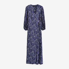 Load image into Gallery viewer, Blue Print Wrap Maxi Summer Dress