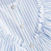 Load image into Gallery viewer, Blue Stripe Tie Front Frill Blouse (3-12yrs)