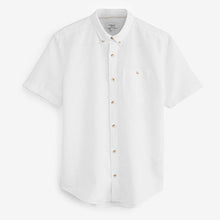 Load image into Gallery viewer, White Cotton Linen Blend Short Sleeve Shirt