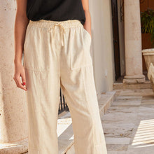 Load image into Gallery viewer, Neutral Cream Linen Blend Straight Leg Trousers