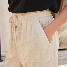 Load image into Gallery viewer, Neutral Cream Linen Blend Straight Leg Trousers