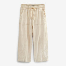 Load image into Gallery viewer, Neutral Cream Linen Blend Straight Leg Trousers