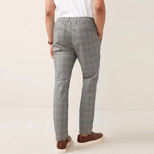 Load image into Gallery viewer, Grey Check Slim Fit Cotton Chino Trousers