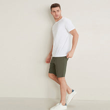 Load image into Gallery viewer, Khaki Green Slim Fit Stretch Chino Shorts