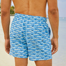 Load image into Gallery viewer, Blue Marlin Fish Printed Swim Shorts