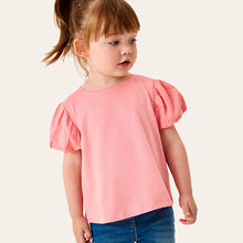 Load image into Gallery viewer, Blush Pink Cotton Puff Sleeve T-Shirt (3mths-6yrs)