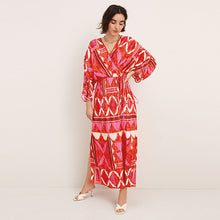 Load image into Gallery viewer, Pink Print Plissé Midi Dress