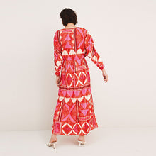 Load image into Gallery viewer, Pink Print Plissé Midi Dress
