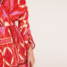 Load image into Gallery viewer, Pink Print Plissé Midi Dress
