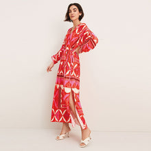 Load image into Gallery viewer, Pink Print Plissé Midi Dress