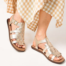 Load image into Gallery viewer, Gold Forever Comfort® Leather Gladiator Sandals