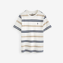 Load image into Gallery viewer, Ecru White/Tan Brown Stripe T-Shirt