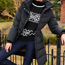 Load image into Gallery viewer, Black Shower Resistant Padded Hooded Coat