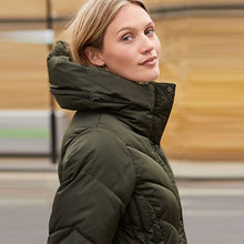 Load image into Gallery viewer, Khaki Green Shower Resistant Padded Hooded Coat