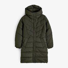 Load image into Gallery viewer, Khaki Green Shower Resistant Padded Hooded Coat