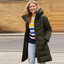 Load image into Gallery viewer, Khaki Green Shower Resistant Padded Hooded Coat