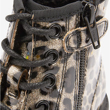 Load image into Gallery viewer, Animal Patent Glitter Next Warm Lined Lace-Up Boots (Older Girls)