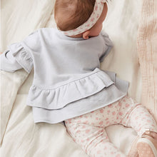 Load image into Gallery viewer, Powder Blue 3 Piece Baby Sweater, Leggings And Headband Set (0mth-2yrs)