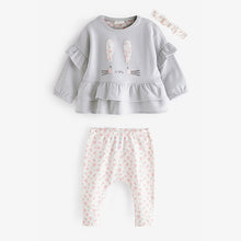 Load image into Gallery viewer, Powder Blue 3 Piece Baby Sweater, Leggings And Headband Set (0mth-2yrs)