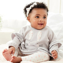 Load image into Gallery viewer, Powder Blue 3 Piece Baby Sweater, Leggings And Headband Set (0mth-2yrs)