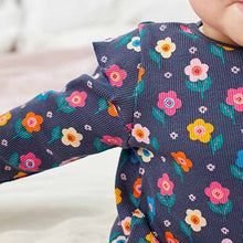 Load image into Gallery viewer, Navy Blue Floral Baby Top And Legging Set (0mth-18mths)