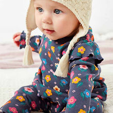 Load image into Gallery viewer, Navy Blue Floral Baby Top And Legging Set (0mth-18mths)