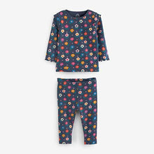 Load image into Gallery viewer, Navy Blue Floral Baby Top And Legging Set (0mth-18mths)