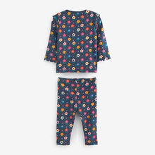 Load image into Gallery viewer, Navy Blue Floral Baby Top And Legging Set (0mth-18mths)